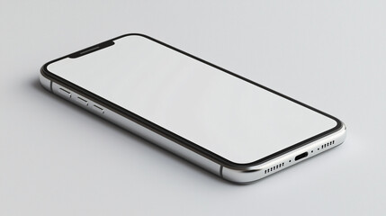Poster - White and black cell phone resting on a gray surface in a neutral setting