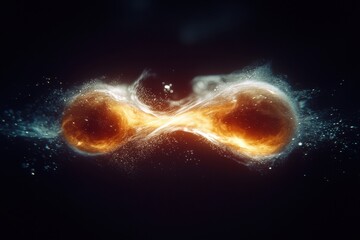 Poster - Dreamlike collision of glowing nebulae creating radiant particle effects in cosmic space environment