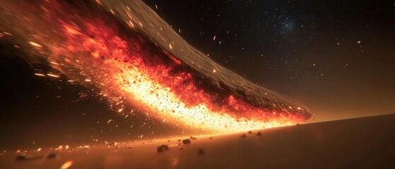 Poster - Radiant asteroid trail illuminates the galaxy cosmic art space night sky close-up elegance and blending effects