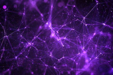 Poster - AI Neural Lines Background Abstract Purple - Landscape . A vibrant purple background adorned with numerous small, colorful dots scattered throughout the surface.