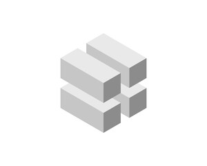Poster - cube logo, geometric vector design. box logotype company, trendy tech emblem in pixel style.