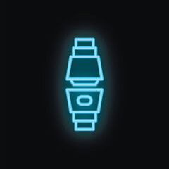 Poster - Blue neon icon of a smart watch glowing on a black background
