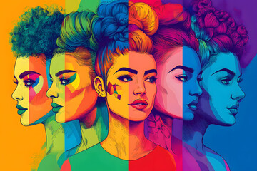 Poster - pop art illustration, banner, texture or background depicting the pride day and the lgbt community w