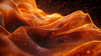 Poster - Close up of a brown and orange textured fabric with detailed weave pattern