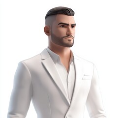 Wall Mural - A stylish 3D rendered man in a white suit