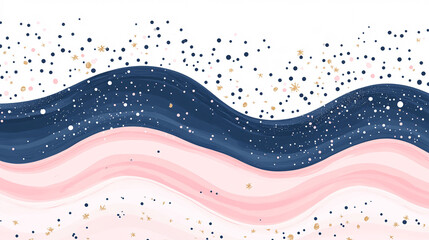 Poster - Colorful pink and blue wave pattern with stars and cones on a dark background