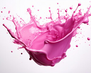 An isolated pink paint splash on a white background with writing space available