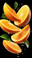 Wall Mural - Juicy Orange Slices, Isolated on White Background, Food Photography, Bright Environment, Top View, Natural Sweetness