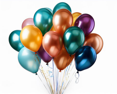 Bright, opulent balloons isolated on a clear cutout background