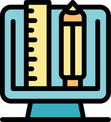Poster - Architectural project being designed on a computer using a pencil and ruler, symbolizing digital drafting and precision