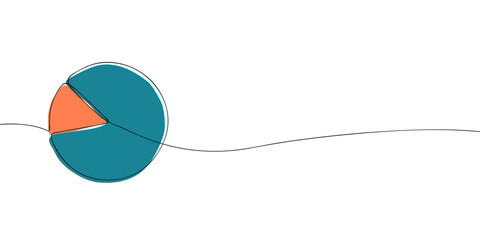 Poster - A single line drawing of a diagram. Continuous line pie chart icon in color. One line graph icon. Vector illustration.