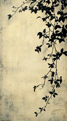 Poster - Silhouettes of delicate vines cascade gracefully over a softly textured background, capturing the interplay of nature and art. The subtle contrasts evoke a peaceful atmosphere
