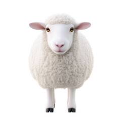 a cute, fluffy sheep standing calmly in a serene setting. transparent background