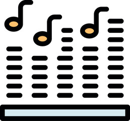 Poster - Digital audio mixer displaying musical notes, representing sound mixing and music production