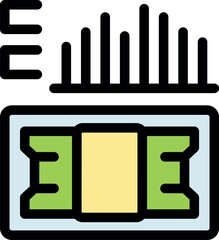 Poster - Growing bar graph is indicating the increasing value of money represented by banknotes
