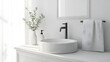 © Jack - White vanity with ceramic sink and faucet in modern style white bathroom interior detail concept