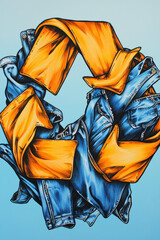 Poster - Dynamic Artistic Representation of Fabric Forms: Bold and Colorful Abstract Composition in Vibrant Hues and Textures