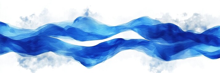 Poster - Abstract blue waves illustration showcasing fluidity and movement with layered translucent shapes and gradients