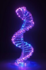 Poster - Illuminated DNA Helix Sculpture with Vibrant Colors and Modern Design, Showcasing Genetic Structure and Scientific Innovation