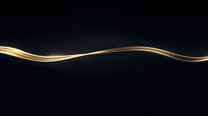 Poster - Abstract golden wave line on a black background with blurred bokeh and highlights