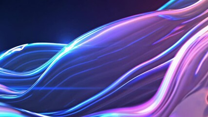 Poster - Flowing neon streams. Abstract digital art with vibrant blue and pink light waves. Futuristic energy concept for tech backgrounds and motion graphics