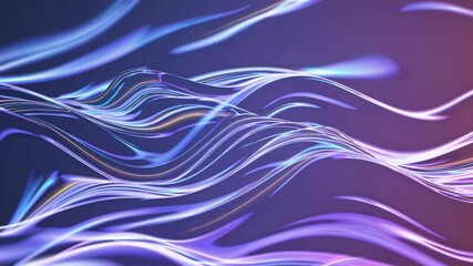 Poster - Flowing energy waves in blue and purple. Abstract digital art animation. Dynamic light streams. Futuristic motion background for tech presentations and sci-fi visuals