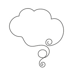 Wall Mural - Thought bubble continuous thin line drawing with decorative spiral and curl element, Single line art simple blank comic text cloud, Vector illustration