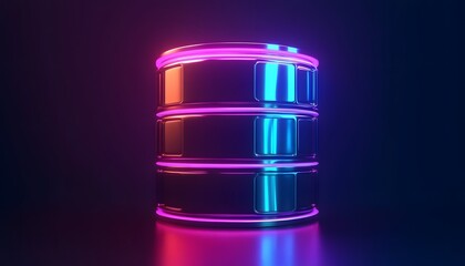 Poster - A futuristic digital storage device illuminated with vibrant neon lights