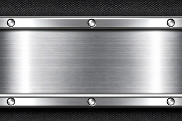 Poster - Riveted metal surface layering carbon fiber textured backdrop, industrial metallic design