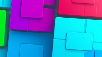 Aufkleber - Vibrant geometric pattern featuring multicolored translucent squares layering dynamically