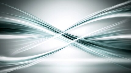 Poster - Sleek turquoise and white lines intersecting, forming infinite curves against soft gradient backdrop
