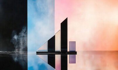 Poster - Modern Abstract Geometric Design with Elegant Symmetry and Vibrant Color Gradients Reflecting Artistic Innovation