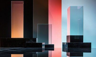 Poster - Abstract Geometric Composition with Colorful Rectangular Forms Showcasing Modern Artistic Design and Minimalist Aesthetic