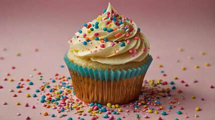 Wall Mural - Fun and colorful cupcakes with sprinkles.