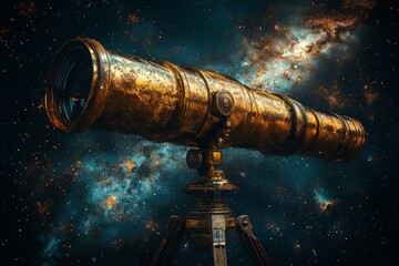 Wall Mural - the concept of life goals and learning success embodies a journey akin to pointing a telescope towar
