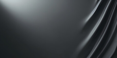 Poster - Abstract dark gray fabric with soft folds and subtle lighting creating elegant curves and shadows.