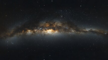 panoramic view of the cosmos with a bright galaxy shining in the starry expanse