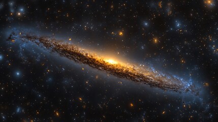 panoramic view of the cosmos with a bright galaxy shining in the starry expanse