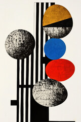 Poster - Explore Modern Geometric Artistry with Vivid Abstract Shapes and Colorful Spheres in Contemporary Design