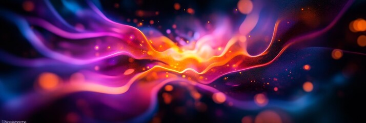 Poster - abstract energy flow - vibrant abstract image depicting swirling, luminous energy in shades of pink,