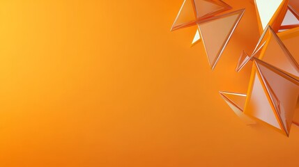 Poster - Abstract Orange Triangles Layers Background - Geometric shapes, vibrant hues, layered design, abstract art, modern background. Symbolizes energy, innovation, creativity, dynamism and structure.