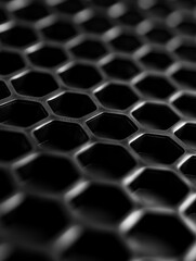 Poster - Abstract Hexagonal Grid Pattern - Close-up of a dark, hexagonal grid texture.  Geometric, repeating pattern. Ideal for background or design element.