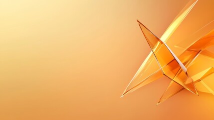 Poster - Abstract Orange Triangles Layers Background - Amber geometric shapes layered on a soft orange backdrop. Symbolizes energy, growth, innovation, modern design, and abstract art.