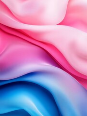 Poster - Abstract Pink Blue Silk Waves - Soft, flowing silk fabric in shades of pink and blue creates an abstract, elegant design. Perfect for backgrounds or textures.