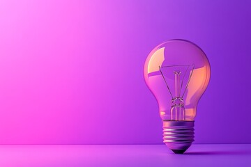Poster - Bright Ideas Illuminated - A single light bulb glows against a vibrant purple background, symbolizing innovation and inspiration.