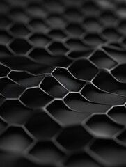 Poster - Black Honeycomb Pattern Close Up Texture - Abstract black and white honeycomb pattern, symbolizing structure, technology, nature, geometry, and design.