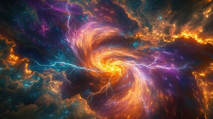 Leinwandbilder - A radiant cosmic storm swirling with vibrant colors in the void of space