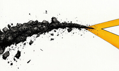 Poster - Dynamic Abstract Design with Vibrant Yellow and Black Chalk-like Elements Creating Movement