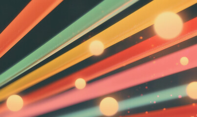 Poster - Vibrant Abstract Design with Colorful Bokeh Lights and Dynamic Lines Creating Energetic and Artistic Digital Background