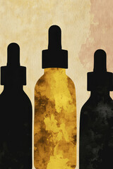 Poster - Captivating Abstract Art with Textured Silhouettes of Bottles in a Harmonious Blend of Colors and Shadows